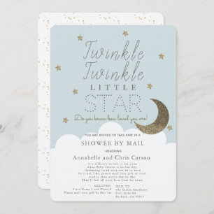 Convites Twinkle Little Star Blue Chá de fraldas por Correi