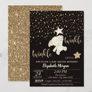 Convites Twinkle Little Star Brilho Dourado, Chá de Bebê Ur