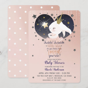 Convites Twinkle Little Star Bunny Rabbit Peach Baby Shower