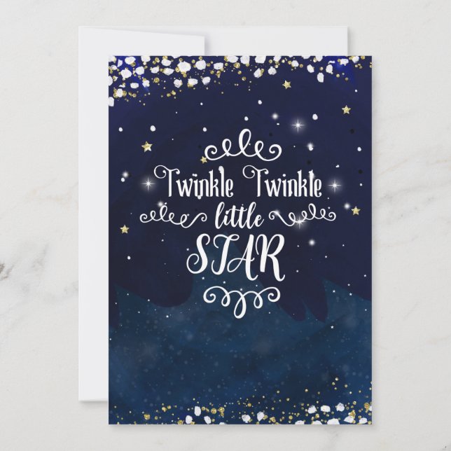 Convites Twinkle Little Star Chuveiro de Bebê Azul Dourado  (Verso)