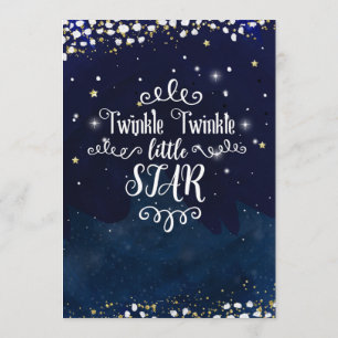Convites Twinkle Little Star Chuveiro de Bebê Azul Dourado 