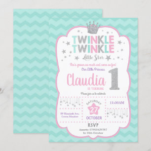 Convites Twinkle Little Star primeiro aniversario Princesa
