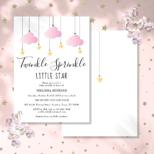 Convites Twinkle Sprinkle Little Star Rosa Menina Chá de Be