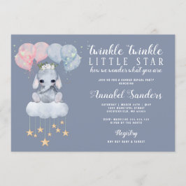 Convites Twinkle Star Gênero Revele Elefante Bebê