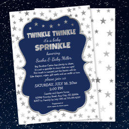 Convites Twinkle Twinkle Baby Sprinkle, marinho prata convi