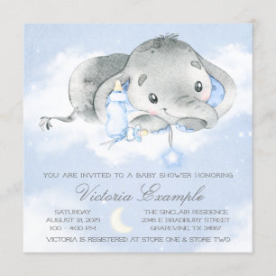 Convites Twinkle Twinkle Bebê Menino Elefante Chá de Bebê