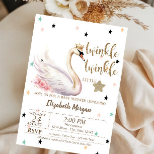 Convites Twinkle Twinkle, Flores de Cisne Baby Shower