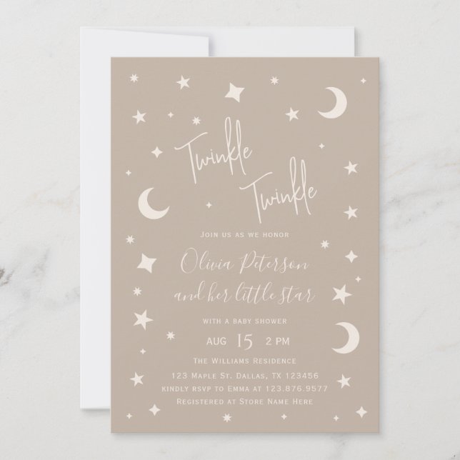 Convites Twinkle Twinkle Little Star Baby Shower (Frente)
