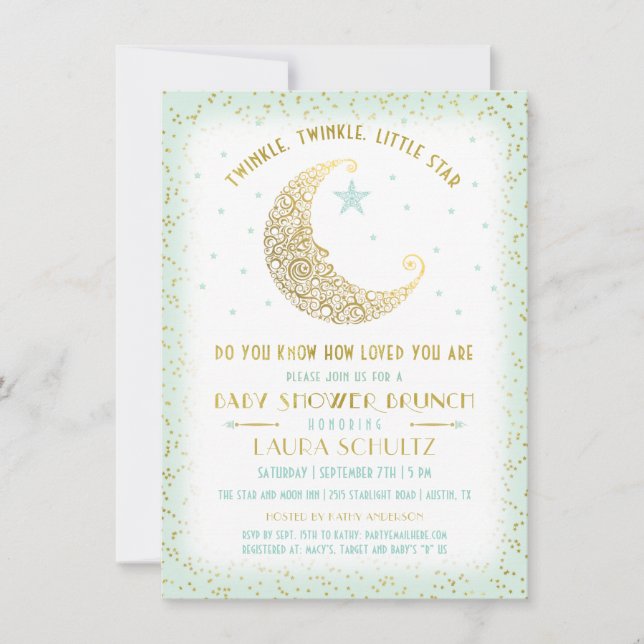 Convites Twinkle Twinkle Little Star Baby Shower Brunch 2 (Frente)