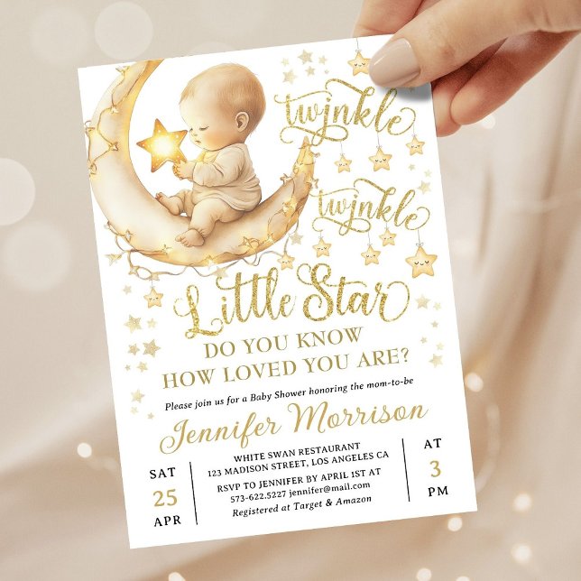 Convites Twinkle Twinkle Little Star Baby Shower Invitation (Criador carregado)