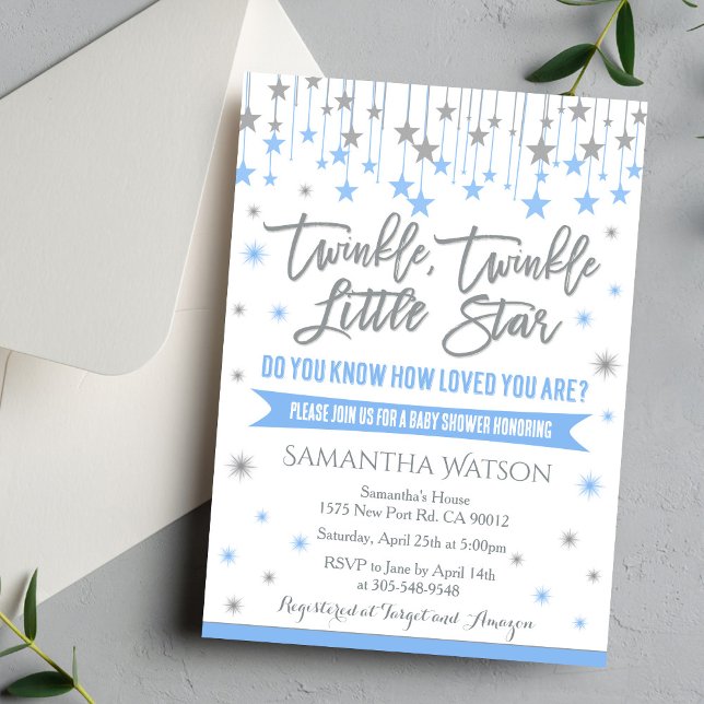 Convites Twinkle Twinkle Little Star Baby Shower Invitation (Criador carregado)