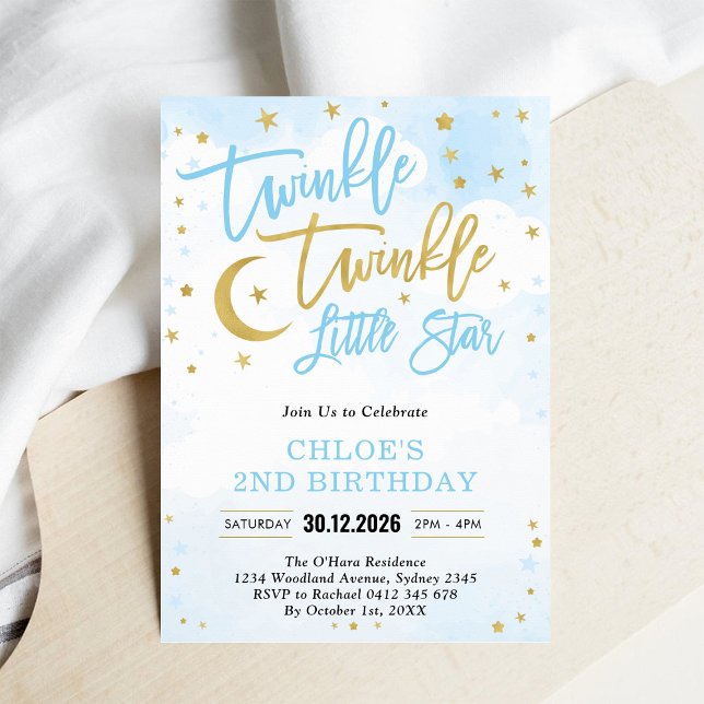 Convites Twinkle Twinkle Little Star Blue Boy Birthday (Criador carregado)