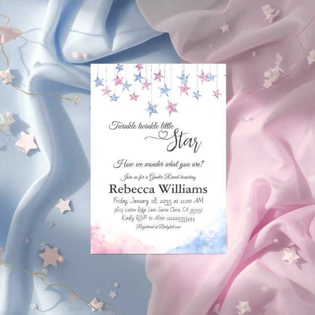 Convites Twinkle Twinkle Little Star Cloud Gender Reveal (Criador carregado)