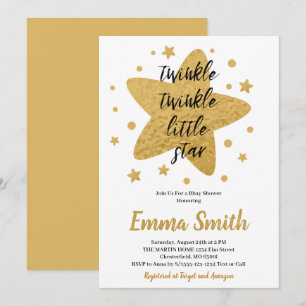Convites Twinkle Twinkle Little Star Estrelas Douradas Baby