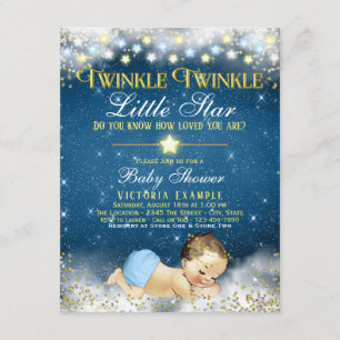 Convites Twinkle Twinkle Little Star Menino Chá de Bebê