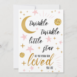 Convites Twinkle Twinkle Little Star Rosa Dourado Baby Show