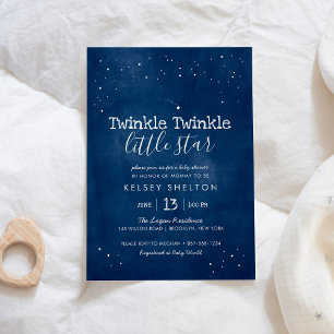 Convites Twinkle Twinkle Little Star Watercolor Chá de fral