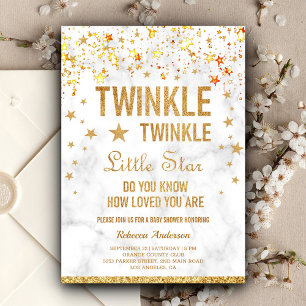 Convites Twinkle Twinkle - Pequena Chá de fraldas de Estrel