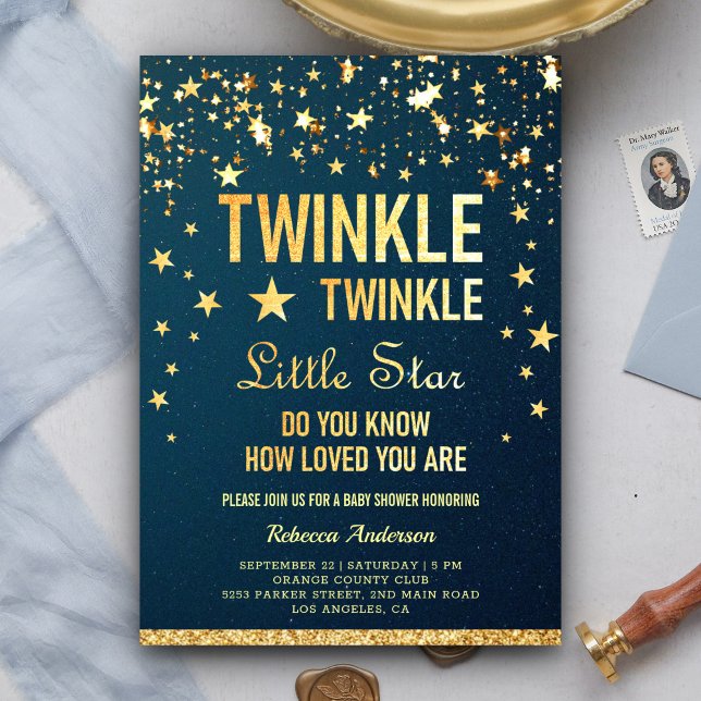 Convites Twinkle Twinkle - Pequena Chá de fraldas de Estrel (Criador carregado)