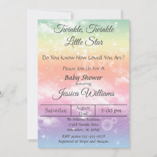 Convites Twinkle Twinkle - Pequena Chá de fraldas de Estrel