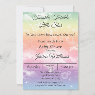 Convites Twinkle Twinkle - Pequena Chá de fraldas de Estrel