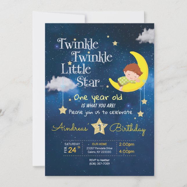 Convites Twinkle Twinkle Pequena estrela Convidado para Pri (Frente)