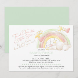 Convites Twinkle Twinkle Pequena Estrelinha Rainbow Bebê