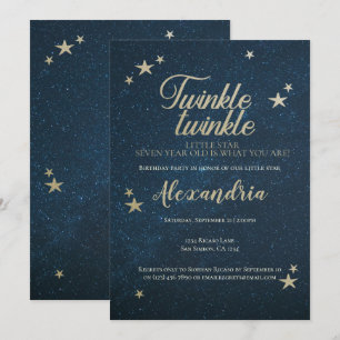 Convites Twinkle Twinkle Pequena Festa de aniversário de Es