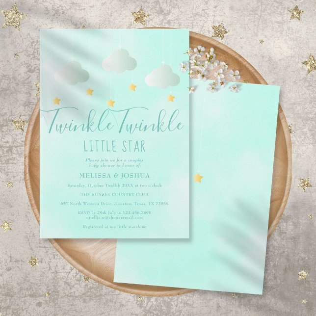 Convites Twinkle Twinkle Pequeno Chá de fraldas Neutro de E (Criador carregado)