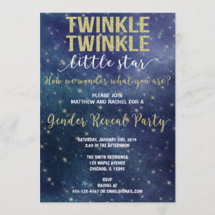 Convites Twinkle Twinkle - pequeno gênero de estrela revela
