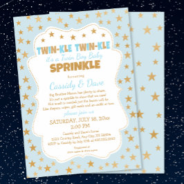 Convites Twinkle Twins Bebê Sprinkle, chá de fraldas de gar