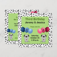 Twins aniversário de 3 anos Verde com Dalmatianos