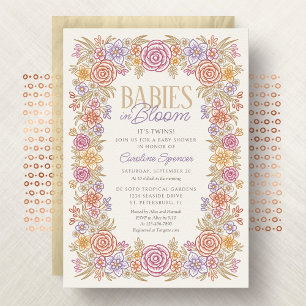 Convites Twins Autumn Floral Chá de fraldas