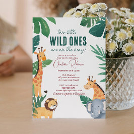 Convites Twins Baby Safari Chá de fraldas