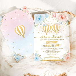 Convites Twins Chá de fraldas de Aventura de Balões de Ar Q