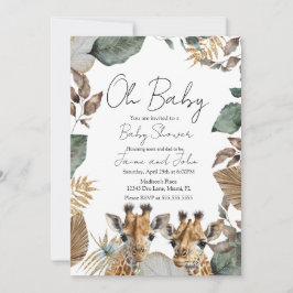 Convites Twins Giraffe Jungle Wild Details Baby Shower