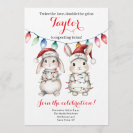 Convites Twins Holiday Lights Baby Shower Invitation