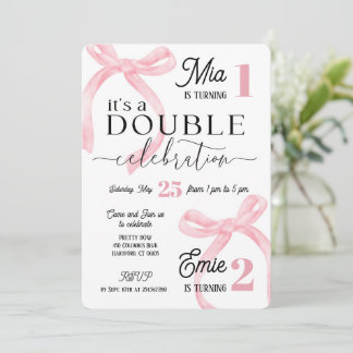 Convites Twins Join Birthday Pink Coquette