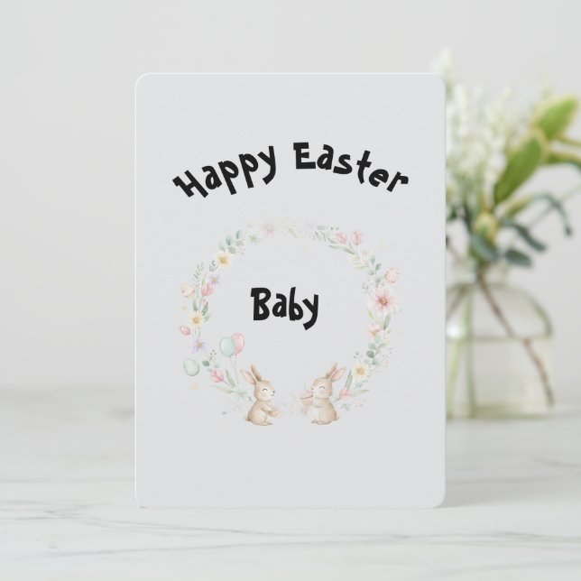 Convites Two Bunnies Easter Greeting Card (Em pé/Frente)