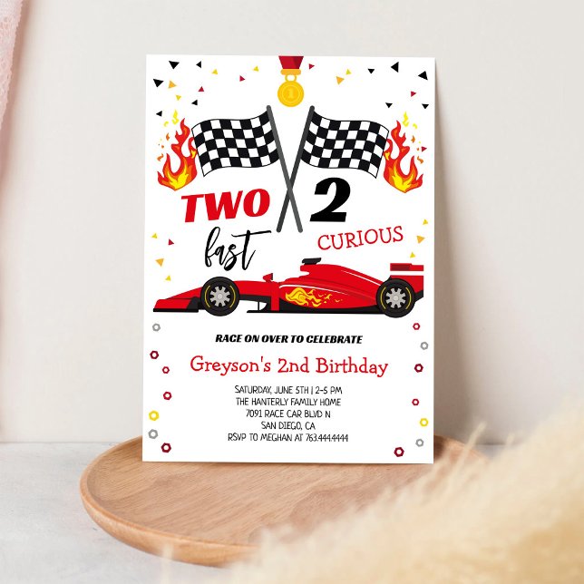 Convites Two Fast 2 Curious Racing Car Boy Birthday (Criador carregado)