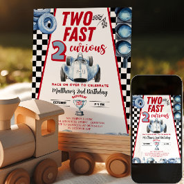 Convites Two Fast 2nd birthday Boy Racing Car Invitation