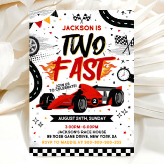 Convites Two Fast Birthday Invitation, Race Car Invitation
