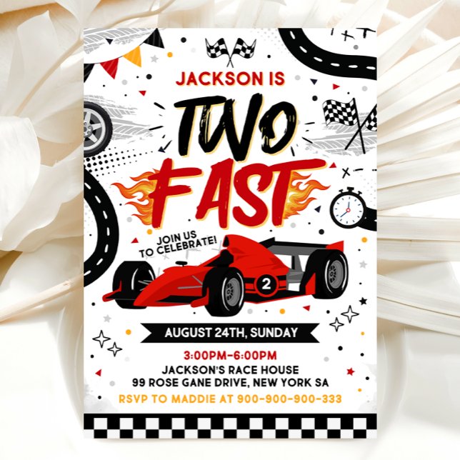 Convites Two Fast Birthday Invitation, Race Car Invitation (Criador carregado)