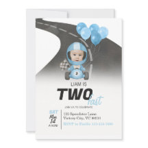 Two Fast Blue Race Car Custom Photo 2nd Birthday