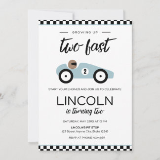 Convites Two Fast Race Car Birthday Invitation