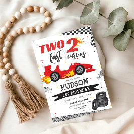 Convites Two Fast Race Car Boy 2nd Birthday Invitation