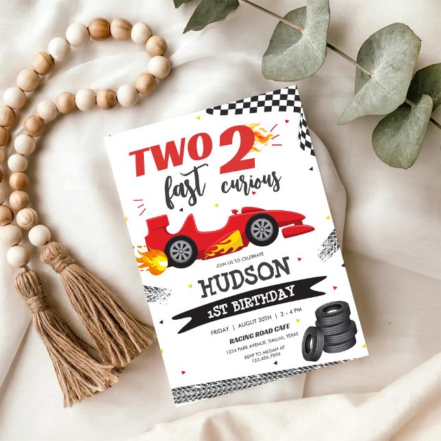 Convites Two Fast Race Car Boy 2nd Birthday Invitation (Criador carregado)