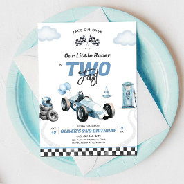 Convites Two Fast Race Car Boy 2nd Birthday Invitation