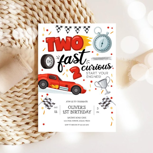 Convites Two Fast Race Car Boy 2nd Birthday Invitation (Criador carregado)