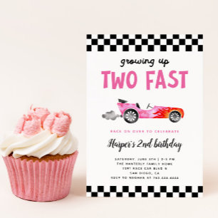 Convites Two Fast Race Car Girl 2nd Birthday Party